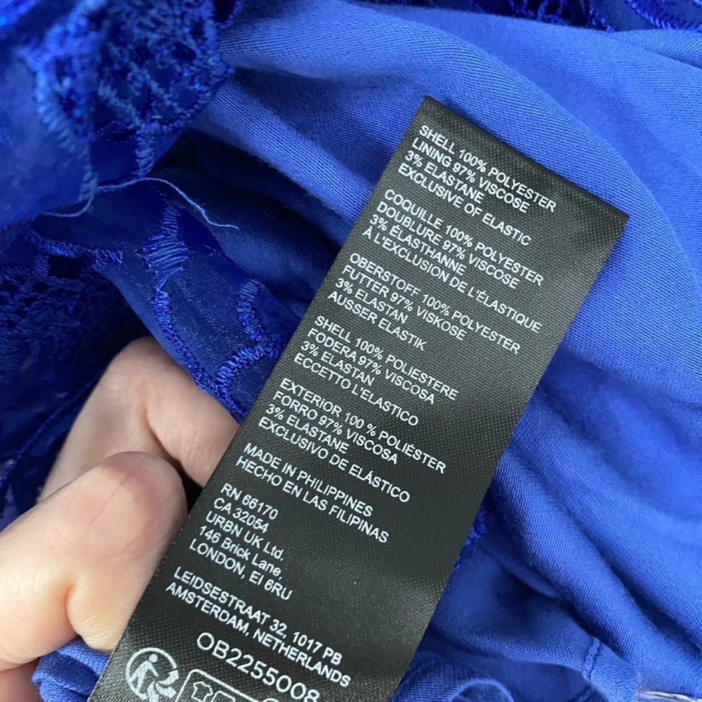 Anthropologie Sleeveless Sweetheart Lace Mini Royal Blue lace corset mini Dress - Picture 7 of 10